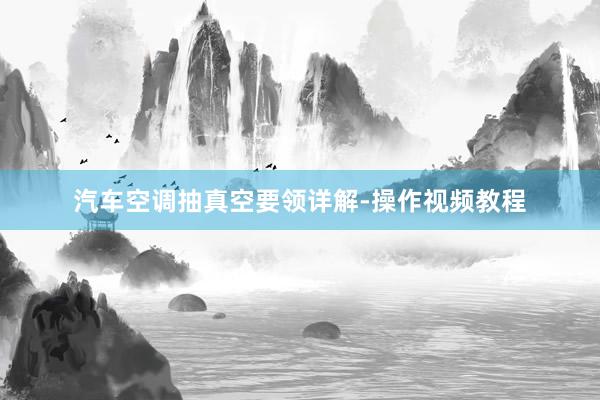 汽车空调抽真空要领详解-操作视频教程